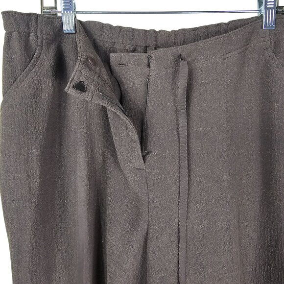 J. Jill Brown Wide-Leg Pants L Hemp/Silk/Organic Cotton Blend Stretch Drawstring - Picture 3 of 10